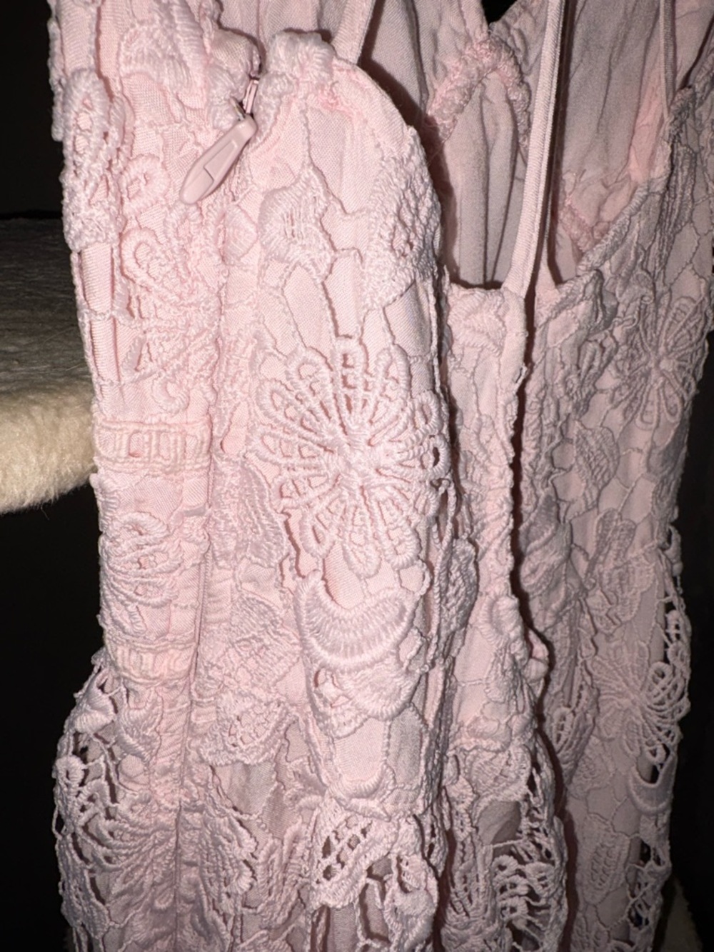 Abercrombie & Fitch Pink Crochet Lace Dress | | Adjustable Straps | Mini Dress - Picture 4 of 5
